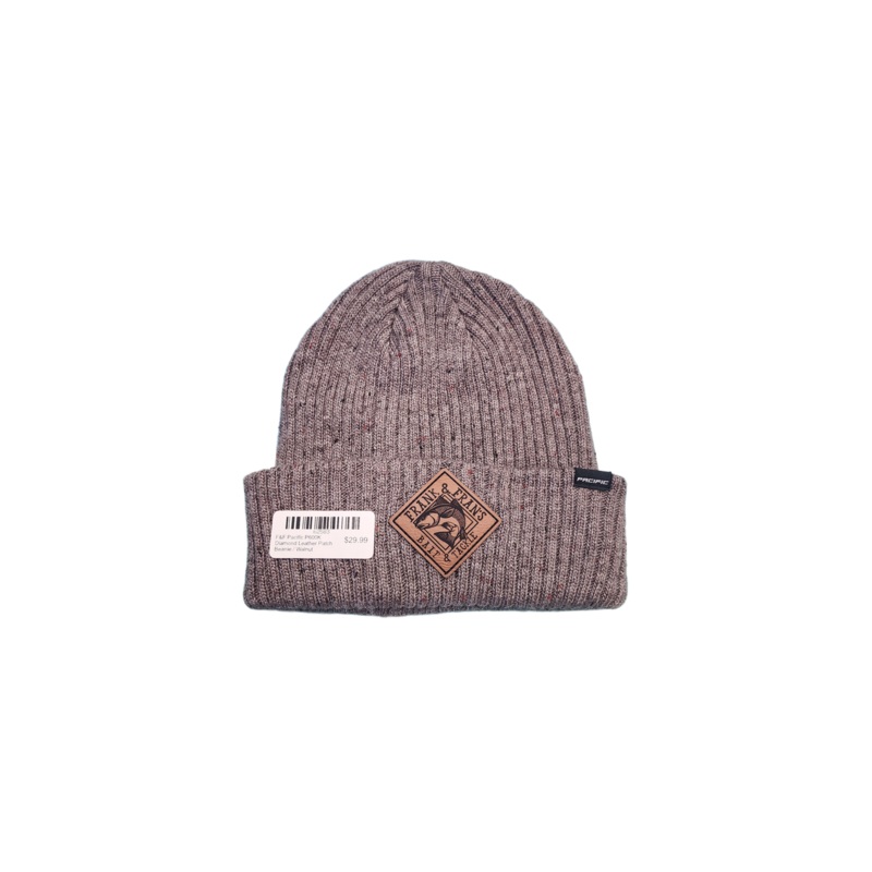 F&F Pacific P600K Diamond Leather Patch Beanie
