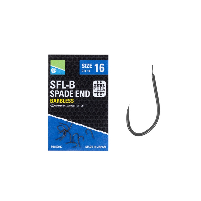 Preston Innovations SFL-B Spade End Barbless Hooks