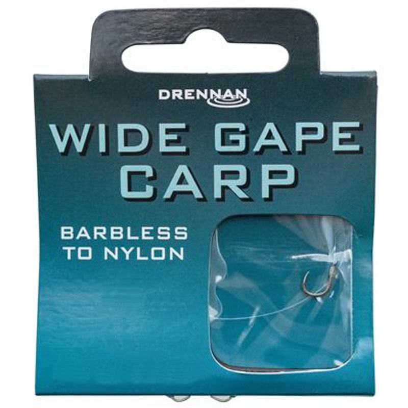 Drennan Wide Gape Carp Barbless Hooks-to-Nylon