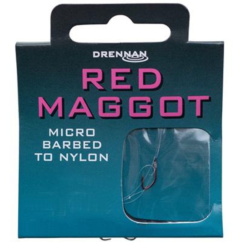 Drennan Red Maggot Micro Barbed Hooks-to-Nylon